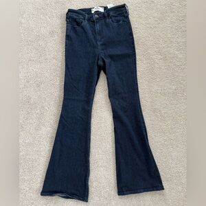 Hollister Dark Blue Flared Jeans - High Rise Wide Leg